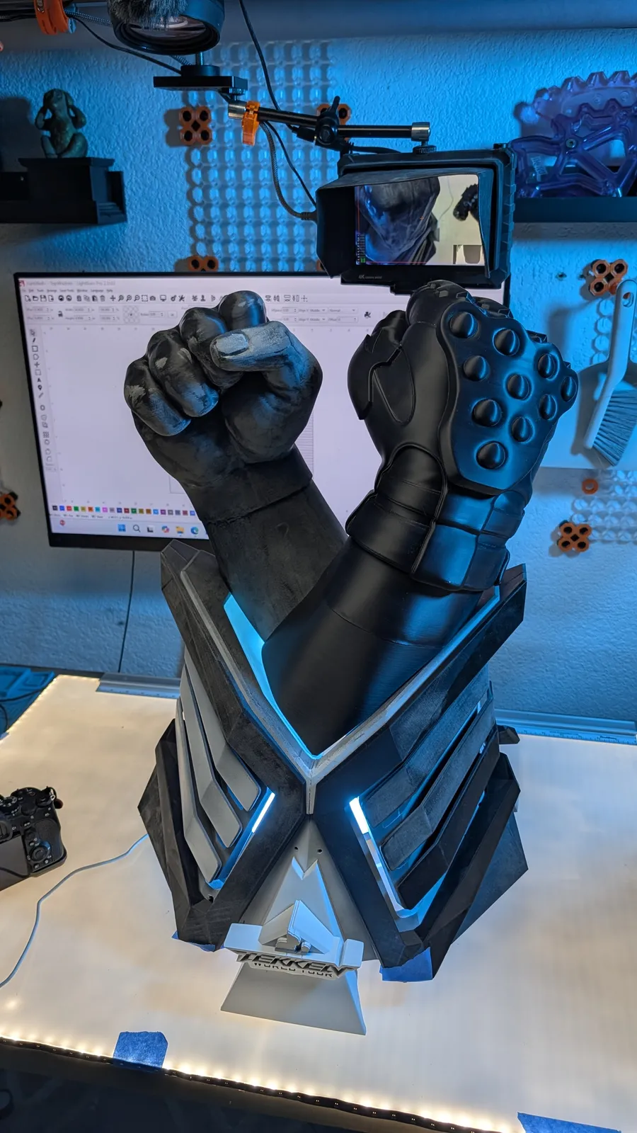 First light test of the TEKKEN World Tour 2025 trophy base in the Hoku Props shop
