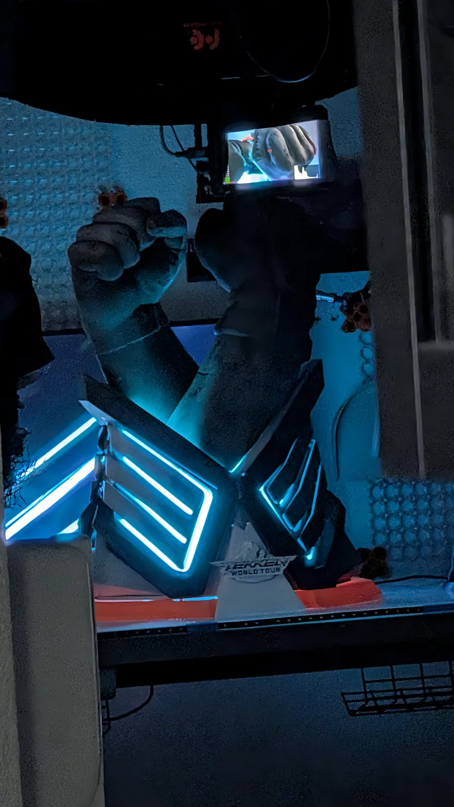 TEKKEN World Tour 2025 trophy base lighting tested in a dark room at Hoku Props