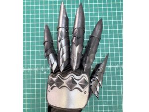 This is an example of a completed gauntlet. Students can finish the project and paint at home.
